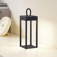 Lindby LED rechargeable table lamp Iruna, black, metal, 27cm, dimmable.