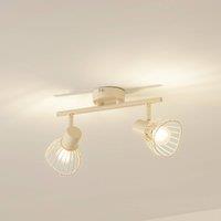 Lindby Piena ceiling light, beige, 2-bulb, metal, 39cm