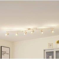 Lindby Piena ceiling light, beige, 6-bulb, metal, 150cm