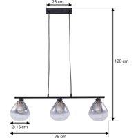 Lindby Pendant light Pendura, black, glass, length 75 cm