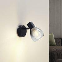 Lindby Pendura wall light, 9 cm, black, glass