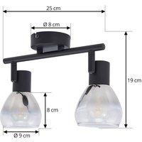 Lindby Pendura ceiling light, 2-bulb, black, glass