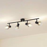 Lindby Pendura ceiling light, 4-bulb, black, glass