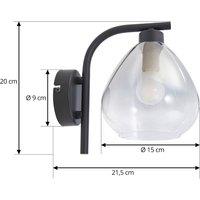Lindby Pendura wall light, 15 cm, black, glass