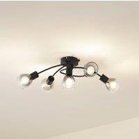 Lindby Pendura ceiling light, 5-bulb, black, glass