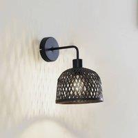 Lindby wall light Eskil, 18.5 cm, black, bamboo