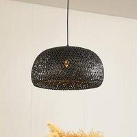 Lindby pendant light Eskil, black, bamboo, 46.5 cm