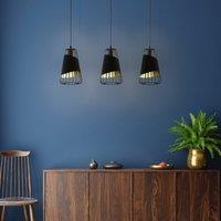 EGLO Hanging light Austell, length 76.5 cm, black/gold, 3-bulb.