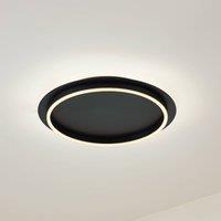 Lindby LED ceiling light Kunis, black, plastic, 46 cm