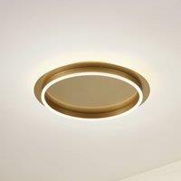 Lindby LED ceiling light Kunis, gold, plastic, 46cm