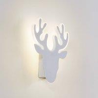 Lindby LED wall light, white, metal, reindeer