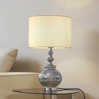 Lindby table lamp Loraine, white/grey, glass, 33 cm, E27