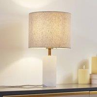 Lindby table lamp Alabaster, white/beige, 25cm, marble, E27