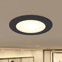 Prios LED recessed spotlight Rida, black, 10 cm, CCT, IP44