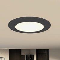 Prios LED recessed spotlight Rida, black, 12 cm, CCT, IP44