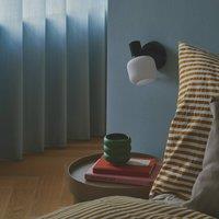 Nordlux Milford Mini wall light, black, ribbed glass, with plug