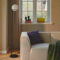Nordlux Wilson floor lamp, metal, black, glass globe shade