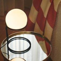 Nordlux Wilson table lamp, metal, black, glass globe shade