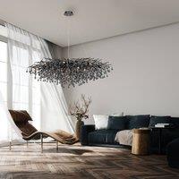 Paul Neuhaus Icicle chandelier, black, glass drops, length 150 cm