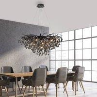 Paul Neuhaus Icicle chandelier, black, glass drops, length 100 cm
