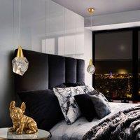 Schuller Valencia Aquaria LED pendant light, clear glass, gold, polyhedral