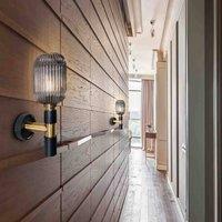 Schuller Valencia Wall light Norma, 42 cm, black/brass, glass, E27