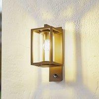 Lucande outdoor wall lamp Ferda, sensor, hanging, brown, IP44