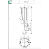 Fabas Luce Pendant light purple, 5-bulb, smoky grey/amber/clear/green/blue