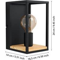 EGLO Libertad wall light, width 14 cm, black/wood, steel
