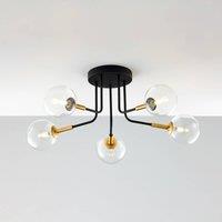 Jupiter Burano ceiling light, 5-bulb, black, glass, 31 cm high, G9