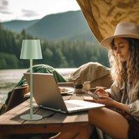 JUST LIGHT. GmbH JUST LIGHT. Euria rechargeable LED table lamp, green, iron, IP54