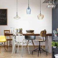 Fabas Luce Olbia hanging light, linear, 3-bulb, amber/blue/beige, glass