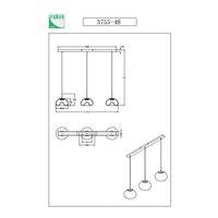 Fabas Luce LED pendant light Brena, cognac, 3-bulb, dimmable, CCT