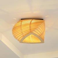 Lindby Sanza ceiling light, 50 cm, wood, curved