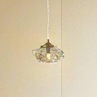 Lindby pendant light Piatra, amber/brass, glass, 16 cm, G9