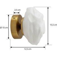 Lindby wall light Piatra, opal/brass, glass, 16 cm, G9