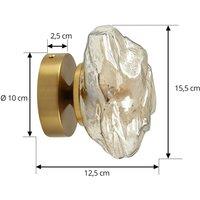 Lindby wall light Piatra, amber/brass, glass, 16 cm, G9