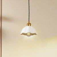 Lindby Annegret pendant light, 18 cm, ceramic, white/brass