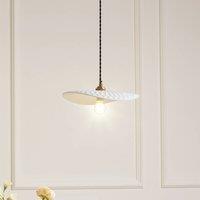 Lindby pendant light Annira, 29 cm, ceramic, white/brass