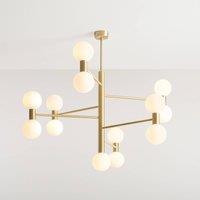ALDEX Flare pendant light, 13-light, brass/opal white, glass