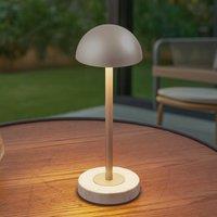 Lindby LED rechargeable table lamp Pippin, gold/travertine, height 27 cm