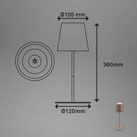 Briloner LED table lamp with battery 7508012, brown, 2,700 K IP44 touch dimmer