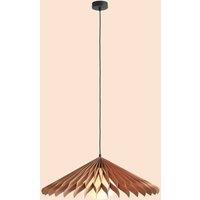 ALDEX Nature Sun XL glass pendant light, flat cone, 69 cm, wood