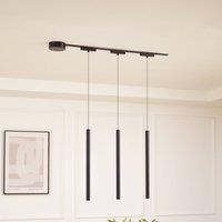 Lindby Track lighting system 48V Lumaro, pendant, tube bulb, 3-bulb, black