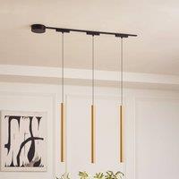 Lindby Track lighting system 48V Lumaro, pendant, tube bulb, 3-bulb, gold, CCT