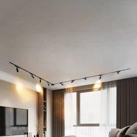Lindby Track lighting system 48V Lumaro, spots, 9-bulb, black, 13 cm, dimmable