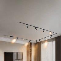 Lindby Track lighting system 48V Lumaro, spots, 11-bulb, black, 4cm, dimmable