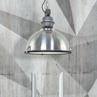 Steinhauer Bikkel pendant light, 42 cm, steel-coloured, metal, glass, E27