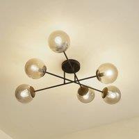 Lindby Isamer ceiling light, smoke grey, 80 cm, globe