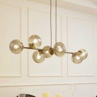 Lindby pendant light Isamer, smoke grey, 130 cm, globe